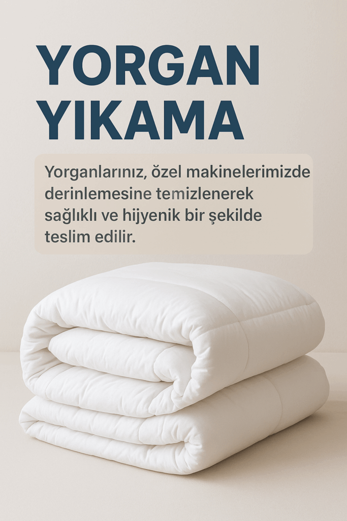 Yorgan yıkama hizmeti arıyorsanız doğru yerdesiniz! Son teknoloji yıkama sistemlerimiz ve %100 hijyen garantimizle yorganlarınızı derinlemesine temizliyoruz. Isparta yorgan yıkama alanında yıllardır güvenle tercih edilen firmamız, kaliteli hizmeti uygun fiyatlarla sunar.